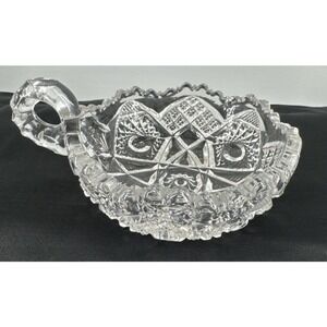 Glass Handled Nappy Trinket Dish Vintage T.B. Clark‎ Huyler #587 Vintage MCM